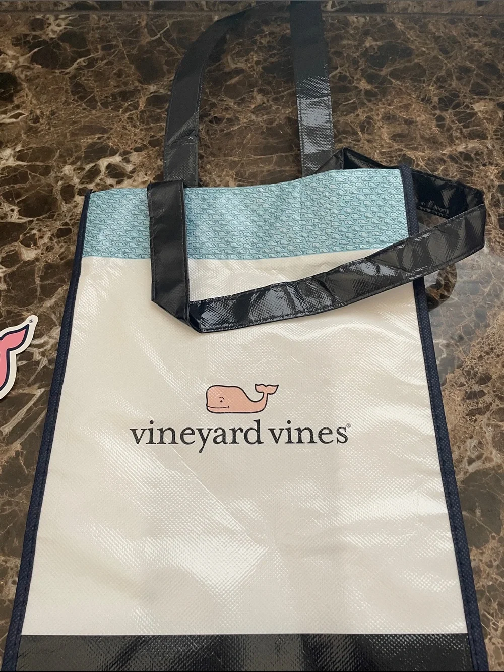 Vineyard Vines White, Blue and Pink Whale Reusable Tote
